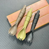 Foldable Camping Utensil Set – Stainless Steel Multi-Functional Knife Fork Spoon Combo, Portable Hiking & Outdoor Travel Cutlery