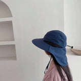 Unisex Summer Wide Brim Waterproof and Quick-drying Panama Caps Outdoor Visor Bucket Hats Mesh Breathable Sun Hat with Neck Flap