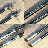 Telescopic Fishing Rod – 3.9m/4.2m/5.0m Carbon Surfcasting Rod, Travel Spinning & Baitcasting Rod with 20–250g Power Casting
