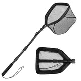 Floating Foldable Fishing Landing Net – Telescopic Pole with Rubber-Coated Mesh for Saltwater & Freshwater
