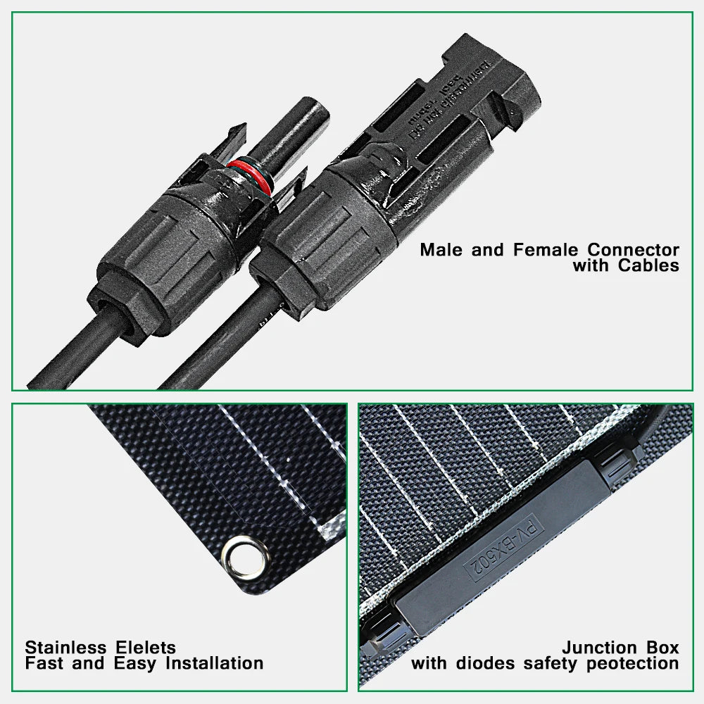 High Efficiency ETFE Flexible Solar Panel Monocrystalline 100W 200W 300W 400W Kit for 12V Battery Charger Off-Grid Power Camping
