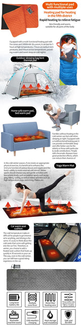 Outdoor USB Heated Sleeping Mat – Electric Camping Mattress Pad for Sleeping Bags