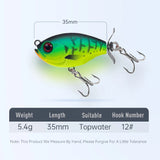 Kingdom GoldPop 35mm 5.4g Topwater Whopper Popper Fishing Lure Pike Fishing Floating Wobbler Artificial Hard Bait with Propeller