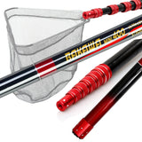 JOSBY Telescoping Foldable Fishing Landing Net – 2.1m/3m/4m Lightweight Carbon Fiber Pole for Carp & Sea Fishing