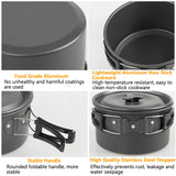 Camping Cookware Set – Non-Stick Pots, Teapot & Tableware for 2-3 People