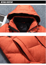 Men’s -20°C White Duck Down Jacket – Thick Warm Hooded Winter Parka