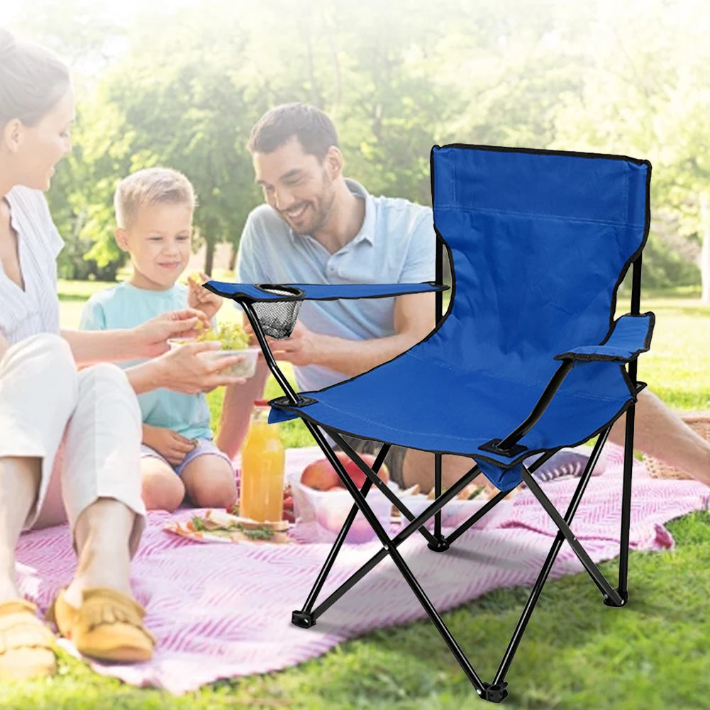Foldable Camping Chair – Portable Outdoor Seat with Bottle Holder