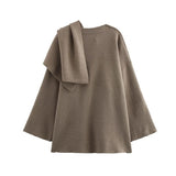 MUJER Women's Plush Padded Winter Coat – Asymmetric Scarf Parka