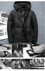 Men’s -20°C White Duck Down Jacket – Thick Warm Hooded Winter Parka