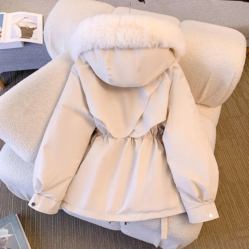 Women’s Fleece-Lined Hooded Down Jacket – Warm Padded Winter Parka