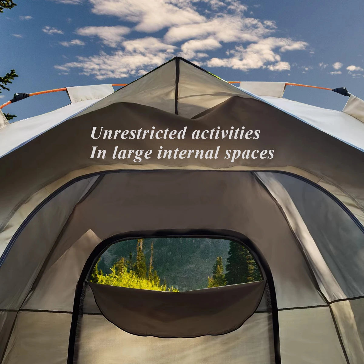 Outdoor Camping Tent – Sunshade Shelter with 2 Doors & 2 Windows for Travel & Self-Driving Trips