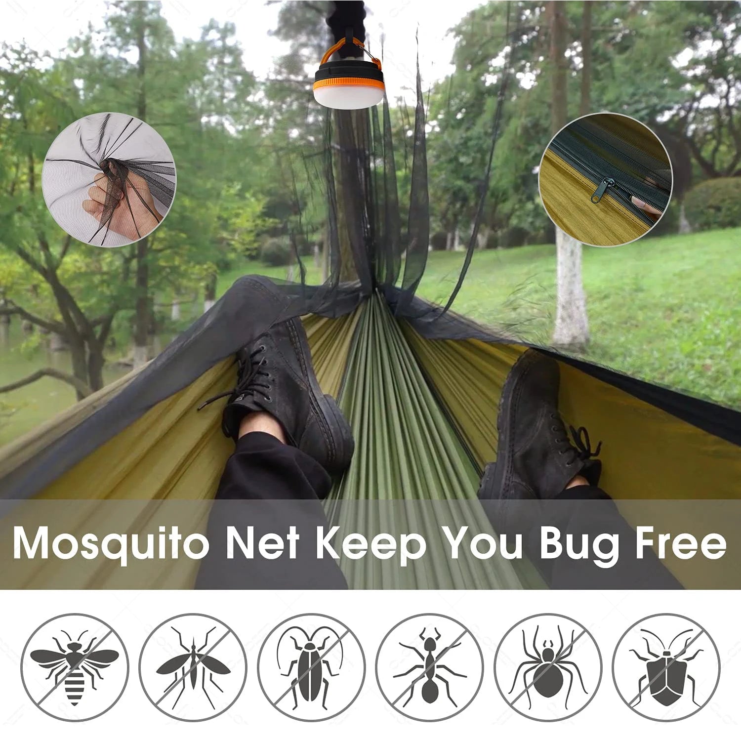 Portable Camping Hammock with Mosquito Net & Rain Shelter