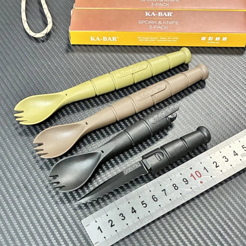 Foldable Camping Utensil Set – Stainless Steel Multi-Functional Knife Fork Spoon Combo, Portable Hiking & Outdoor Travel Cutlery