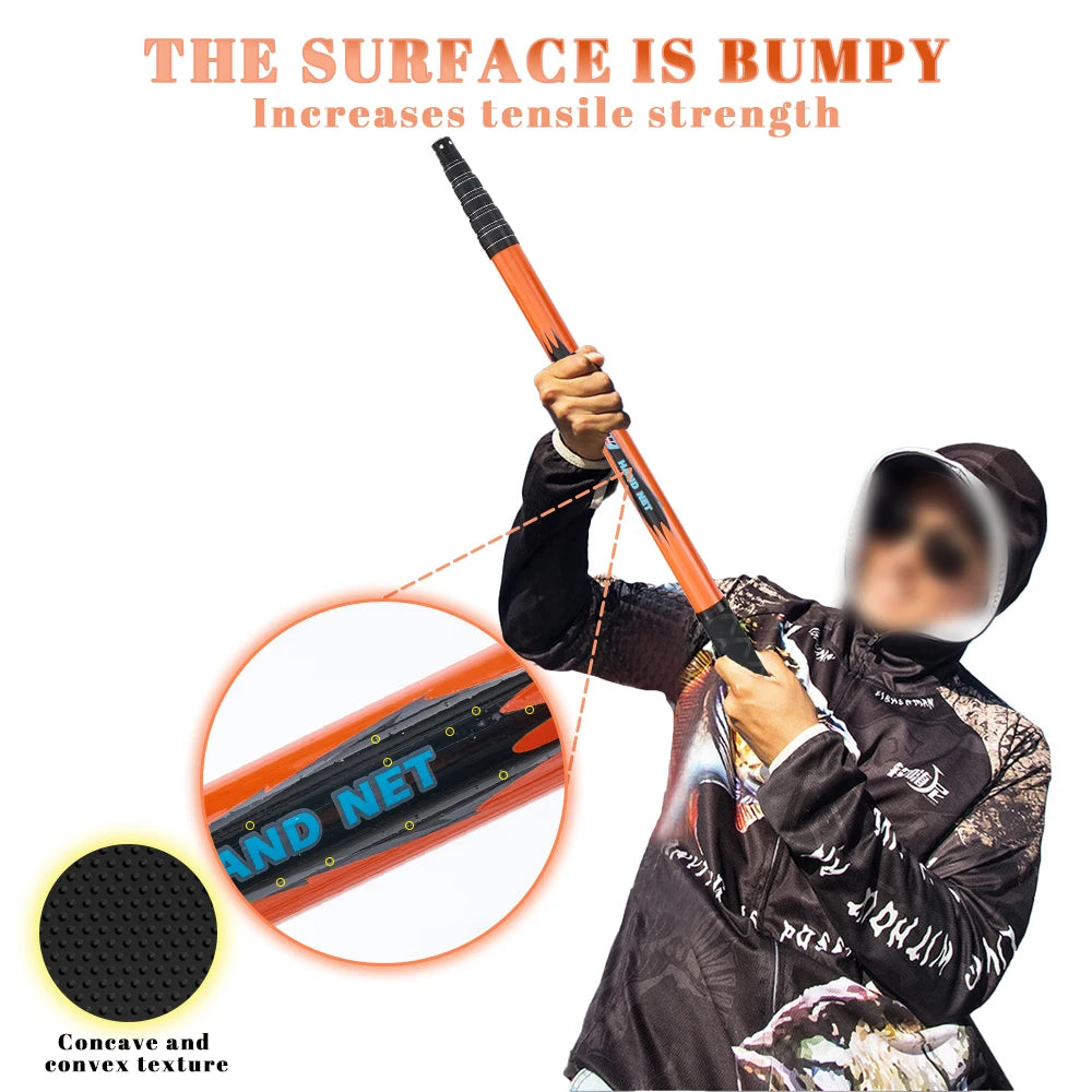 MBLN Ultralight Carbon Fiber Telescopic Fishing Landing Net – 325cm with Alloy Net Head