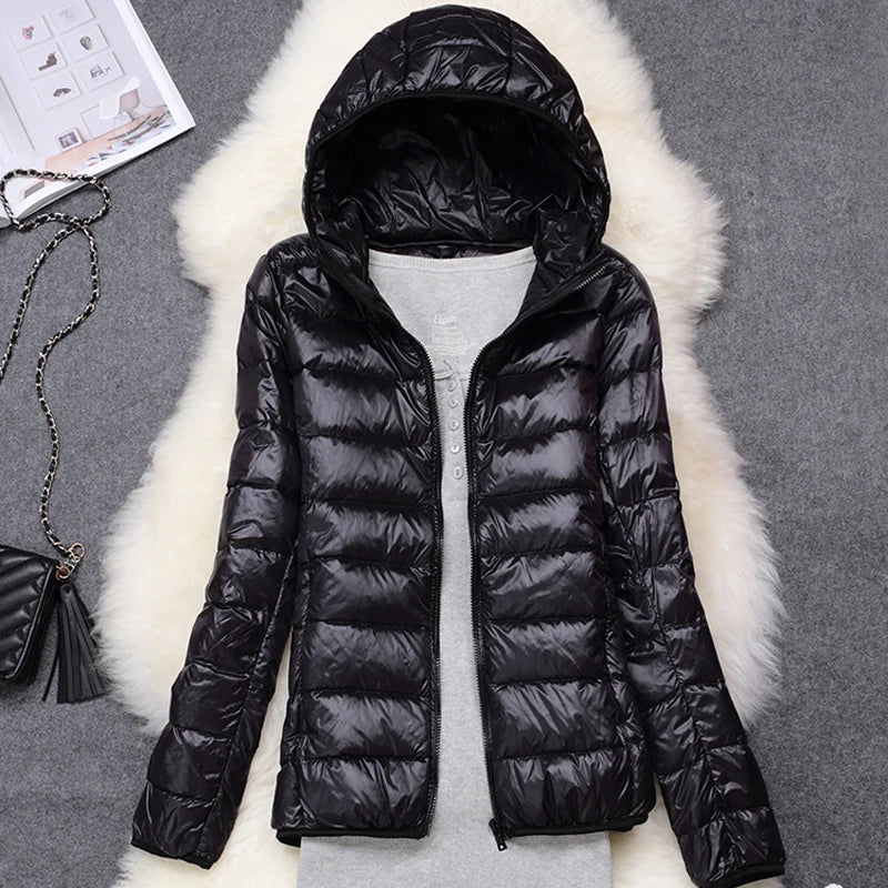 Women’s Ultra-Light Packable Puffer Jacket with Hood – Regular and Plus Size up to 3X