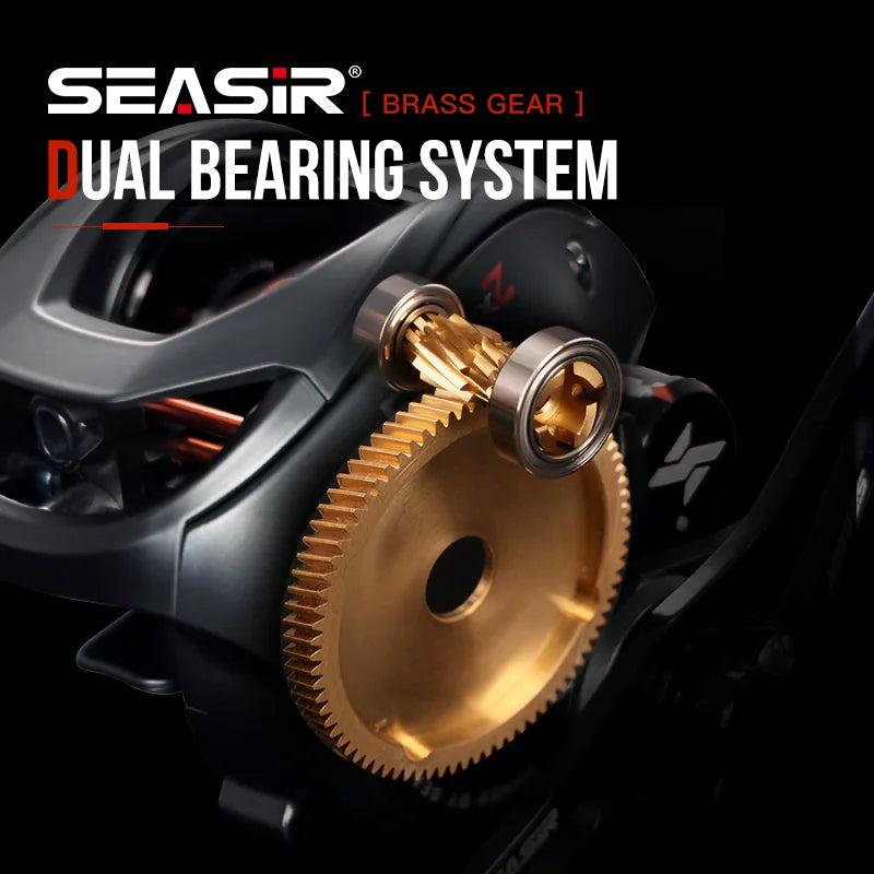 SEASIR Cast X2 Baitcasting Reel – 7.3:1 Gear Ratio, Hybrid Ceramic Bearings, Carbon Fiber Washer, Dual Bearing System & N52 Brake