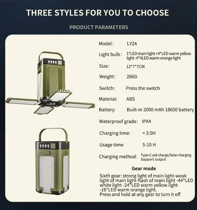 2000mAh Solar Camping Light