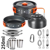 Camping Cookware Set – Non-Stick Pots, Teapot & Tableware for 2-3 People
