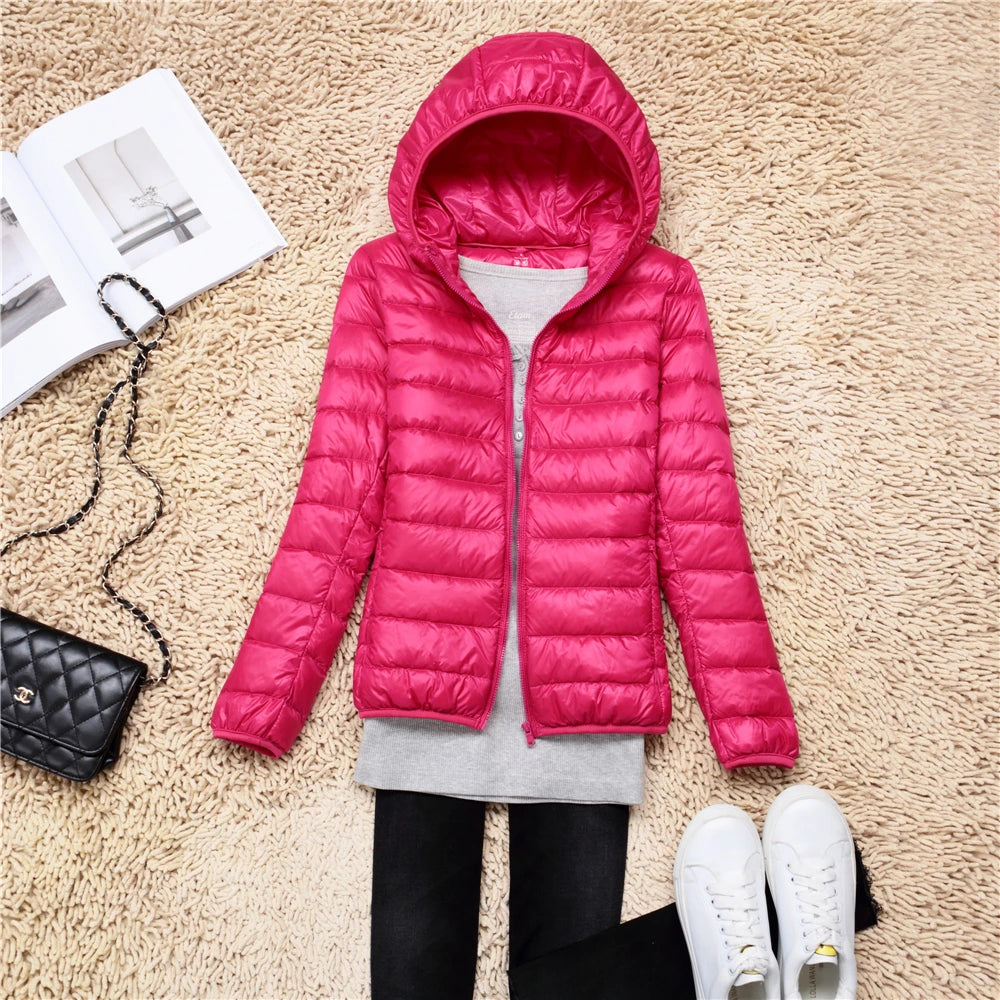 Women’s Ultra-Light Packable Puffer Jacket with Hood – Regular and Plus Size up to 3X