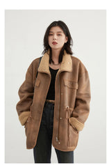 CHIC VEN Women’s Reversible Suede Winter Jacket – Warm Motorcycle Coat